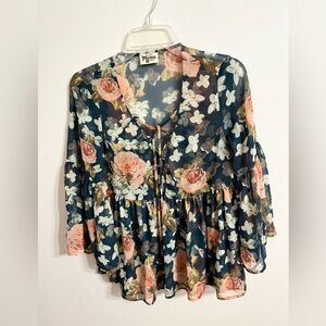 Show Me Your Mumu POET Blouse Top Size S Fall In Love Floral Print Boho
